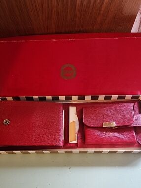 Vtg 1961 Hickok Red Leather Wallet In Original Box
